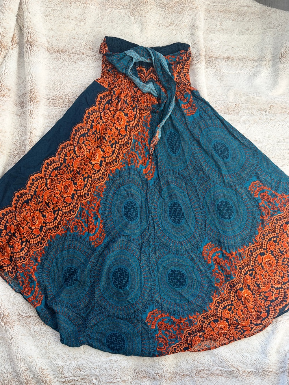 Y2K Fairycore Whimsigoth Boho Hippie Mandala Maxi Skirt Strapless Dress Witchy